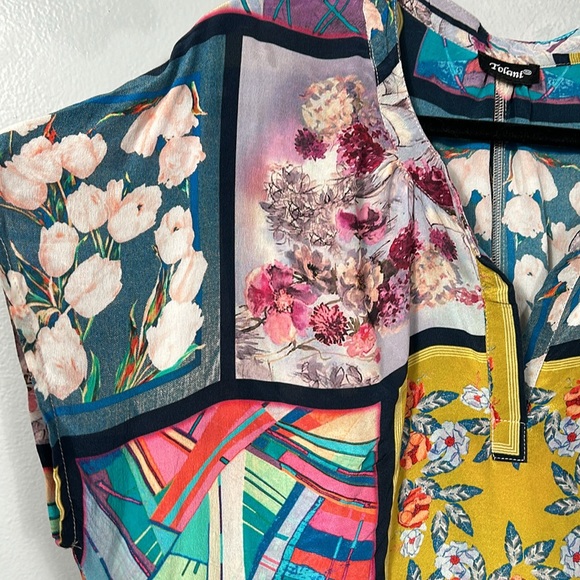 Tolani Silk Floral Blouse Tunic size Large - Picture 4 of 13